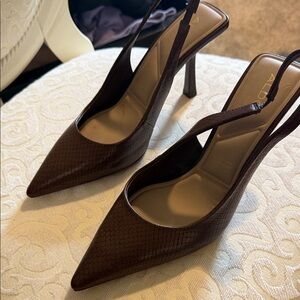 Aldo Dark Brown Textured Slingback Heels